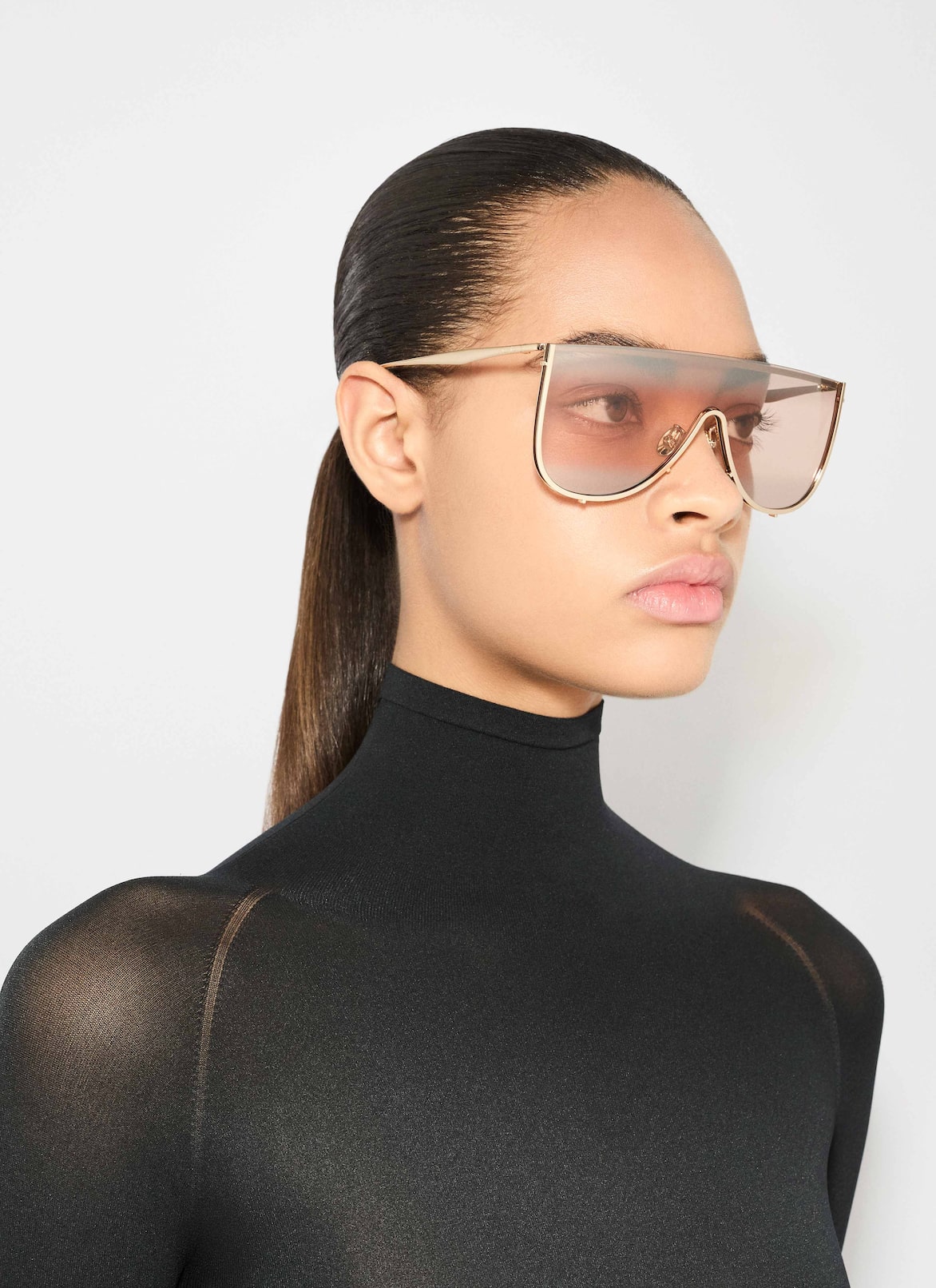 MASK SUNGLASSES IN METAL ALAÏA GOLDEN BROWN MASK SUNGLASSES IN METAL